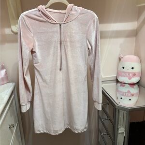 Pink Hooded Dress with Zipper